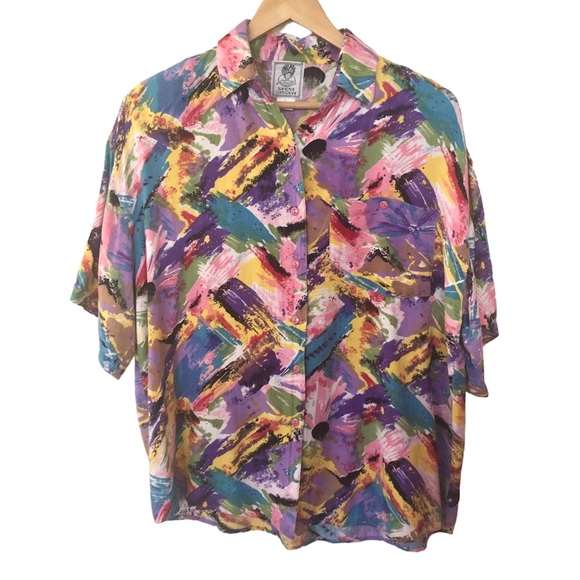 Short Circuit Tops - Vintage Short Circuit Short Sleeve Button Down Top